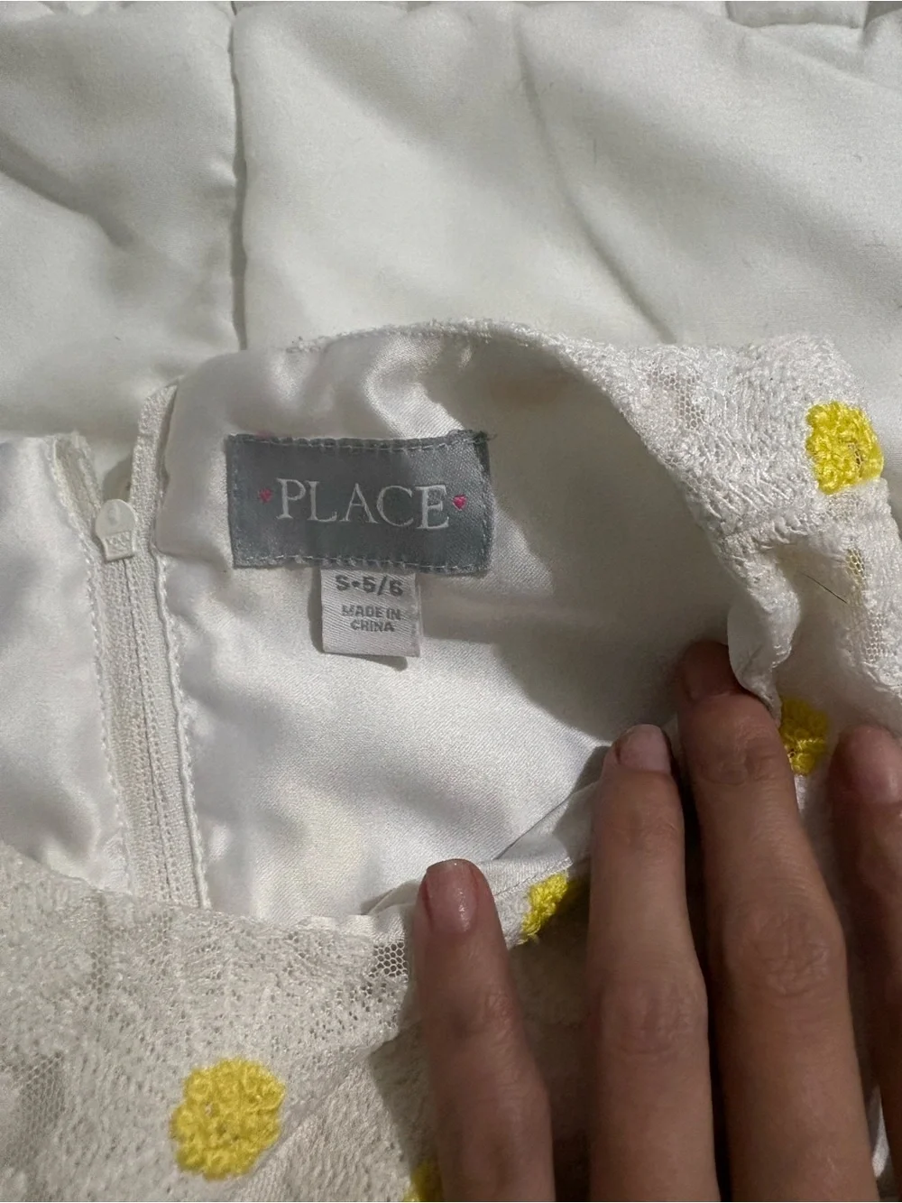 Place White Dress with Yellow Daisy Dots - Sleeveless A-Line